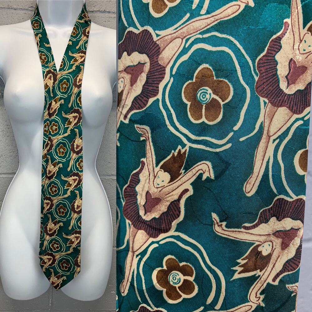 Vintage Novelty Necktie Water Color Synchronized Swimming Water Ballet Surreal